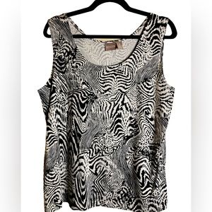 Chico’s black and white sleeveless top.
